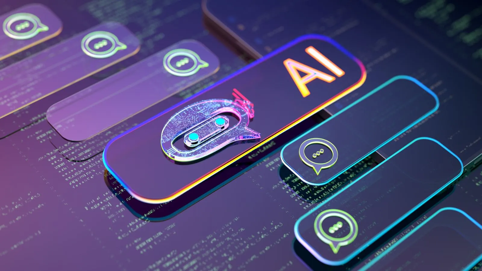 AI chatbot concept graphic representing multilingual intent recognition and support automation
