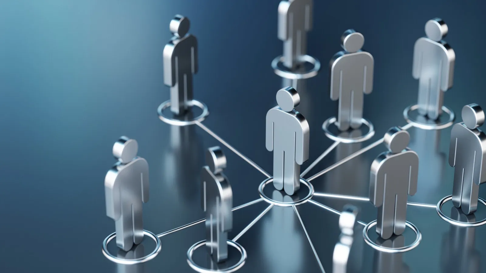 Connected network of human figures representing the choice of a data partner whose workflows produce auditable records